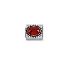 Nomination Link - 330607-005 - Classic OXIDIZED OVAL BEADED RICH SETTING - Red