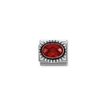 Nomination Link - 330607-005 - Classic OXIDIZED OVAL BEADED RICH SETTING - Red
