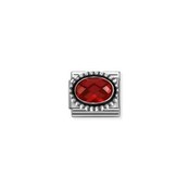 Nomination Link - 330607-005 - Classic OXIDIZED OVAL BEADED RICH SETTING - Red