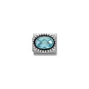 Nomination Link - 330607-006 - Classic OXIDIZED OVAL BEADED RICH SETTING - Light Blue