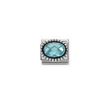 Nomination Link - 330607-006 - Classic OXIDIZED OVAL BEADED RICH SETTING - Light Blue