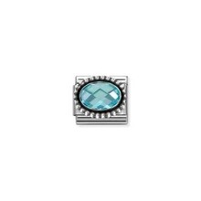 Nomination Link - 330607-006 - Classic OXIDIZED OVAL BEADED RICH SETTING - Light Blue
