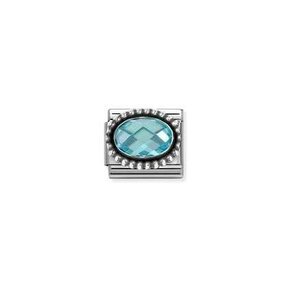 Nomination Link - 330607-006 - Classic OXIDIZED OVAL BEADED RICH SETTING - Light Blue