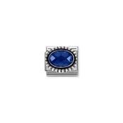 Nomination Link - 330607-007 - Classic OXIDIZED OVAL BEADED RICH SETTING - Blue