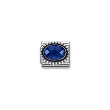 Nomination Link - 330607-007 - Classic OXIDIZED OVAL BEADED RICH SETTING - Blue