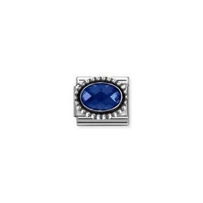 Nomination Link - 330607-007 - Classic OXIDIZED OVAL BEADED RICH SETTING - Blue
