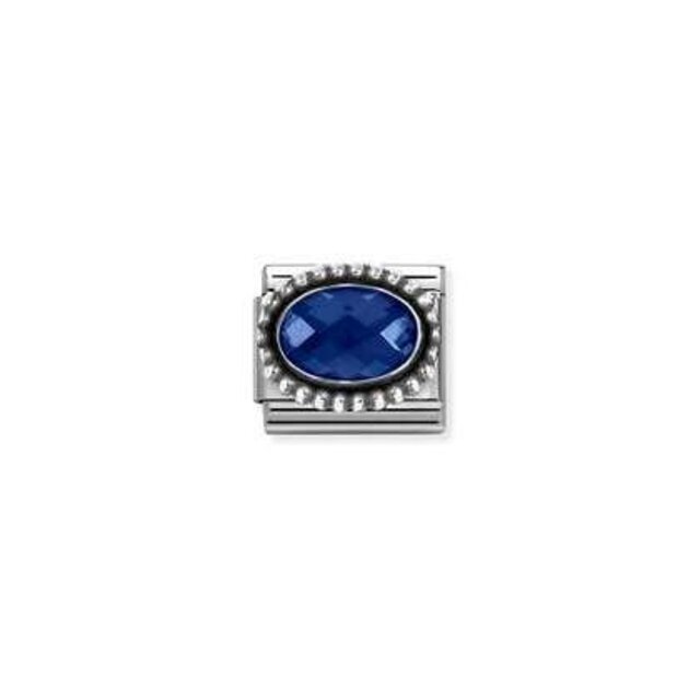 Nomination Link - 330607-007 - Classic OXIDIZED OVAL BEADED RICH SETTING - Blue