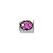 Nomination Link - 330607-030 - Classic OXIDIZED OVAL BEADED RICH SETTING - Fuchsia