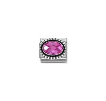 Nomination Link - 330607-030 - Classic OXIDIZED OVAL BEADED RICH SETTING - Fuchsia
