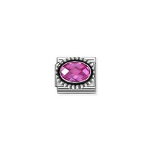 Nomination Link - 330607-030 - Classic OXIDIZED OVAL BEADED RICH SETTING - Fuchsia