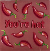 Tegeltje you're hot roze/multi