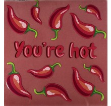 Tegeltje you're hot roze/multi