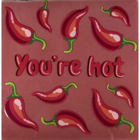 Tegeltje you're hot roze/multi