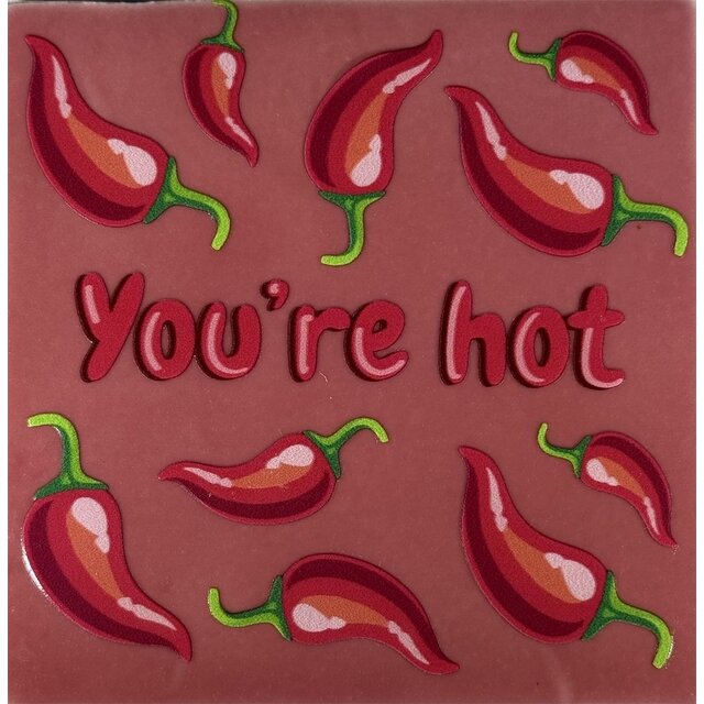 Tegeltje you're hot roze/multi