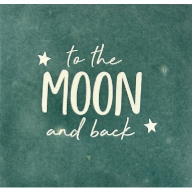 Tegeltje to the moon and back zeegroen/creme