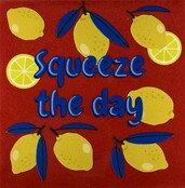Tegeltje squeeze the day rood/multi