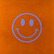 Tegeltje smiley oranje/lila