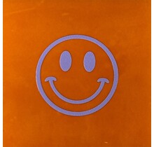 Tegeltje smiley oranje/lila
