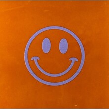 Tegeltje smiley oranje/lila