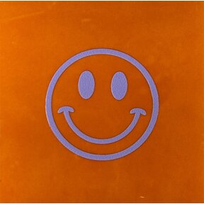Tegeltje smiley oranje/lila