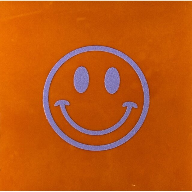 Tegeltje smiley oranje/lila