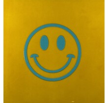 Tegeltje smiley geel/turquoise