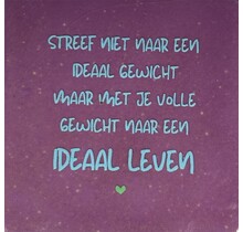 Tegeltje streef niet naar een ideaal gewicht lila/warmblauw