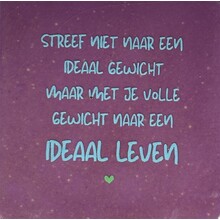 Tegeltje streef niet naar een ideaal gewicht lila/warmblauw