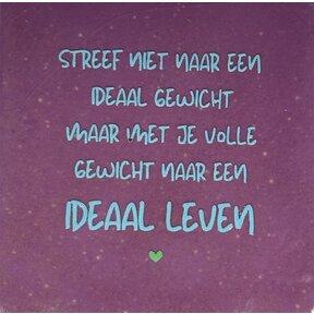 Tegeltje streef niet naar een ideaal gewicht lila/warmblauw