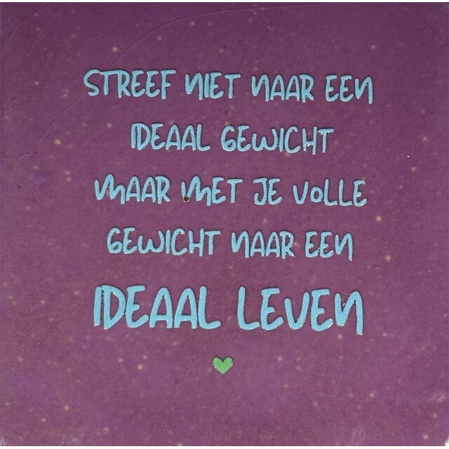 Tegeltje streef niet naar een ideaal gewicht lila/warmblauw