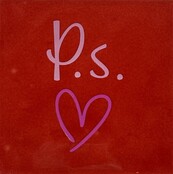 Tegeltje 	p.s.(hartje) rood/warmroze(lichtroze)