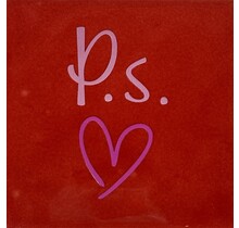 Tegeltje 	p.s.(hartje) rood/warmroze(lichtroze)
