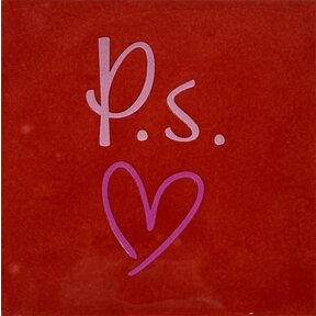 Tegeltje 	p.s.(hartje) rood/warmroze(lichtroze)