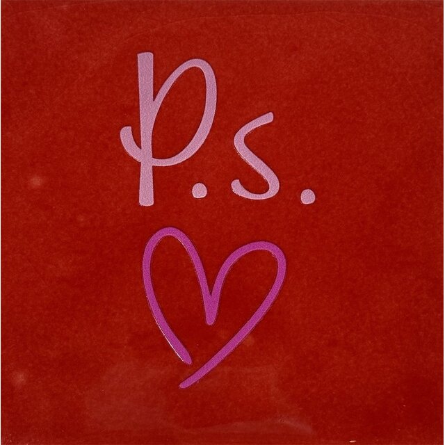 Tegeltje 	p.s.(hartje) rood/warmroze(lichtroze)