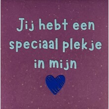 Tegeltje jij hebt een speciaal plekje in mijn hart lila/warmblauw(kobaltblauw)