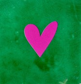 Tegeltje hartje dicht hardgroen/roze