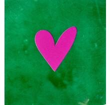 Tegeltje hartje dicht hardgroen/roze