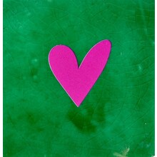 Tegeltje hartje dicht hardgroen/roze