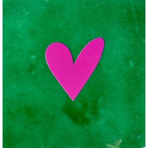 Tegeltje hartje dicht hardgroen/roze