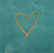 Tegeltje hartje groen/oranje