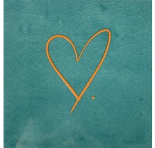 Tegeltje hartje groen/oranje