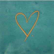 Tegeltje hartje groen/oranje