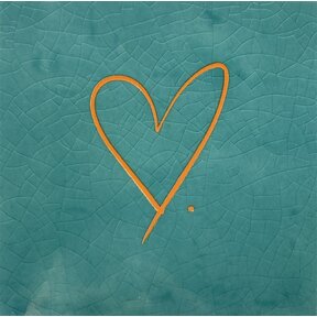 Tegeltje hartje groen/oranje