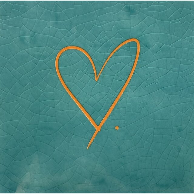 Tegeltje hartje groen/oranje