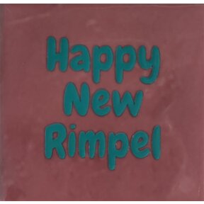 Tegeltje happy new rimpel roze/aqua
