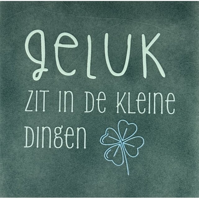 Tegeltje geluk zit in de kleine dingen zeegroen/lichtgroen