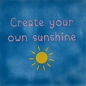 Tegeltje create your own sunshine lichtblauw/warmroze(geel)