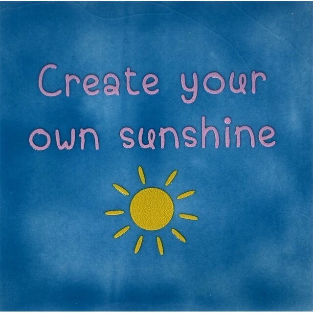 Tegeltje create your own sunshine lichtblauw/warmroze(geel)
