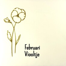 Tegeltje geboortetegel februari creme/goud(zwart)