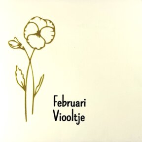 Tegeltje geboortetegel februari creme/goud(zwart)